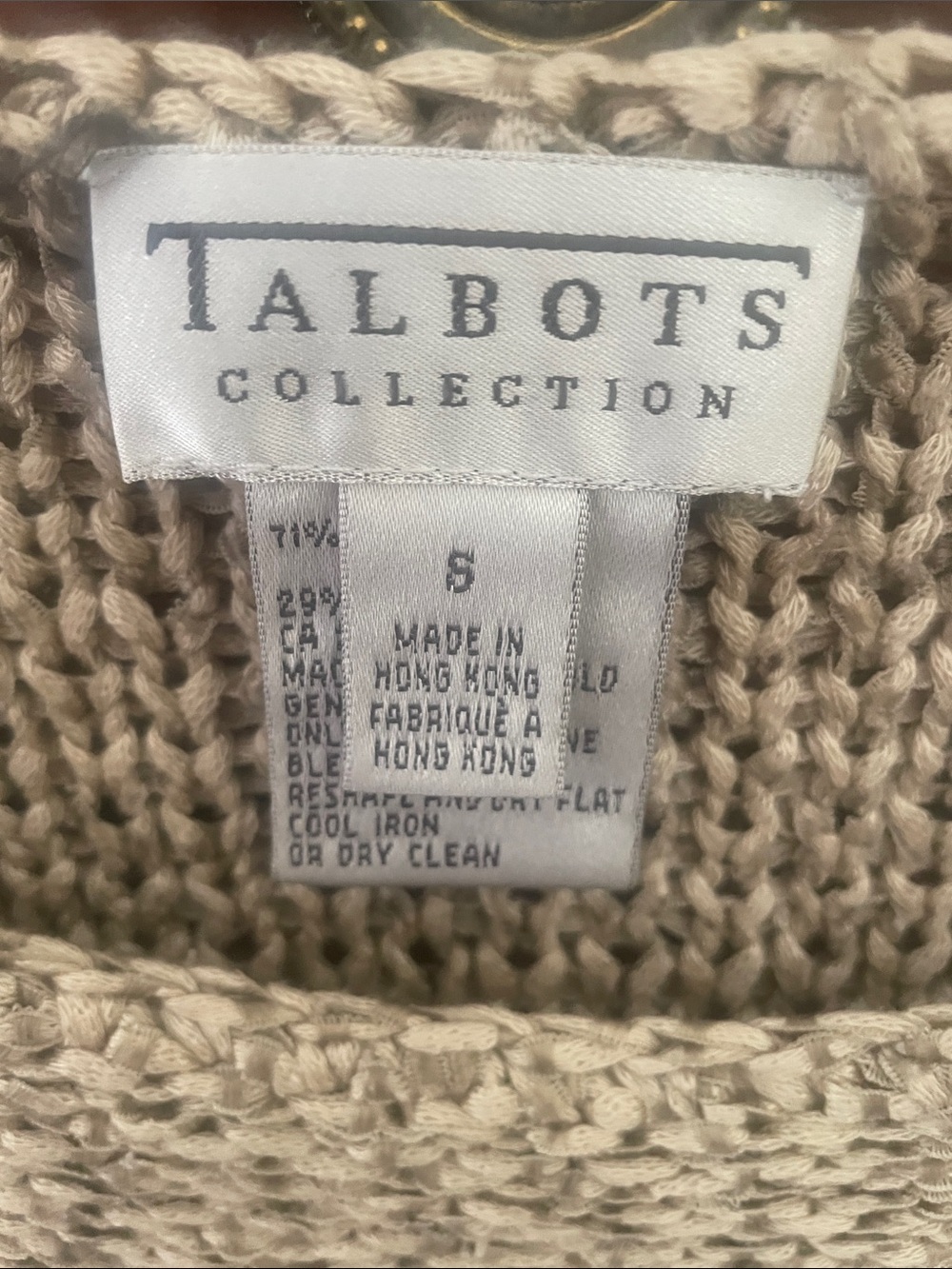 Talbots Cream Textured Scoop-Neck Knit Sweater - Picture 3 of 6